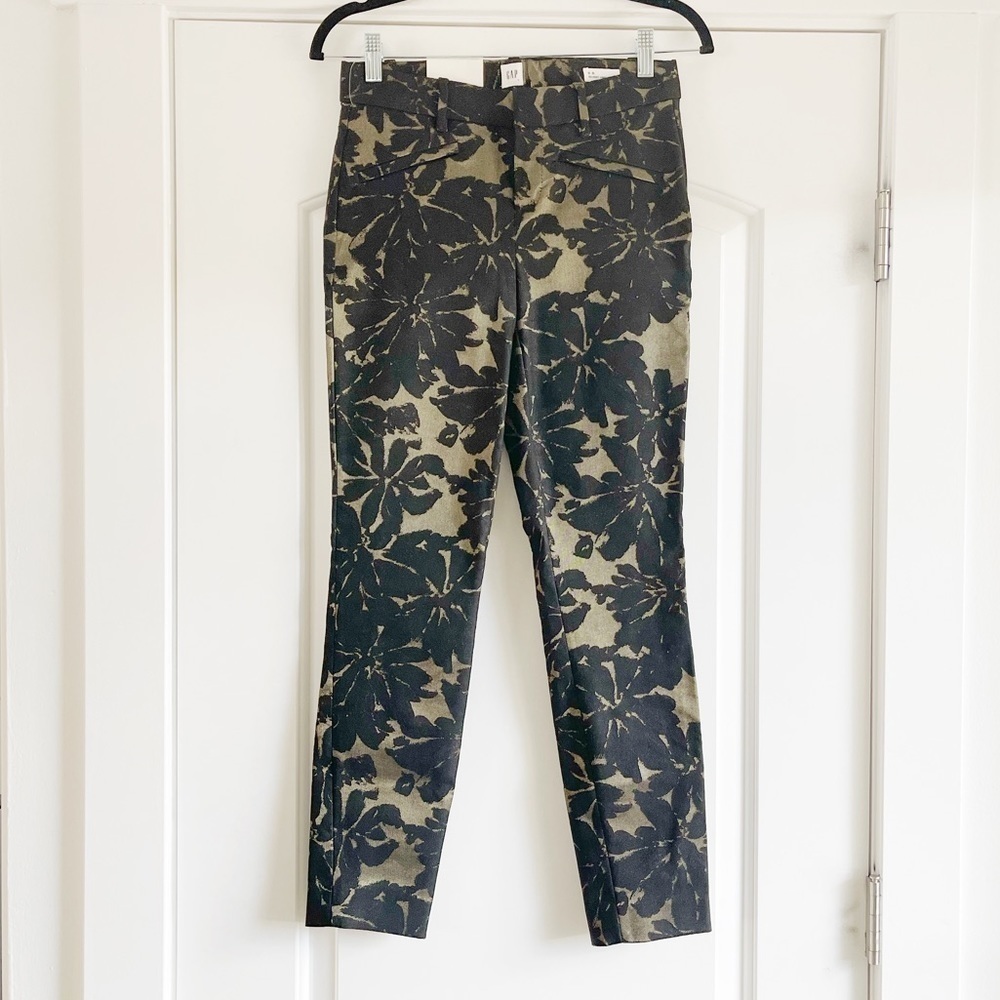Gap Skinny Ankle Jacquard Pant Black/Gold Floral Print - 0